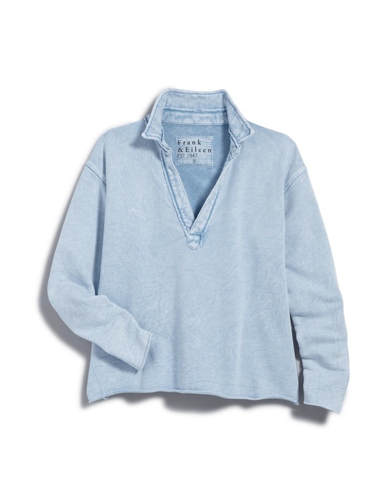 Frank & Eileen Tops - Frank and Eileen Patrick Popover Sweatshirt Triple Terry In Mineral Blue M